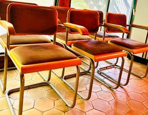 lot 258 image: Set of Six Vintage Chrome Based Dining Chairs
