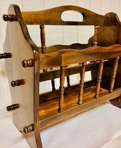 lot 259 image: Vintage Dark Wood Magazine Rack