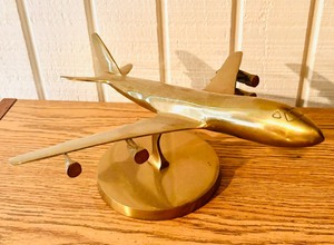 lot 125 image: Beautiful Vintage Brass Airplane with Stand