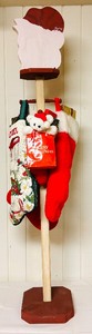 lot 237 image: Floor Santa Tall Wooden Santa and Santa Figurine
