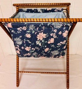 lot 247 image: Vintage Knitting Basket on Wooden Stand