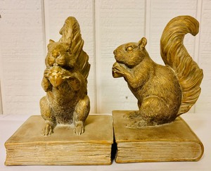 lot 249 image: Adorable Pair of Bronzed Squirrel Bookends