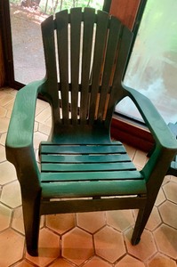 lot 282 image: Set of Adirondack Chairs and Small Table Hunter Green