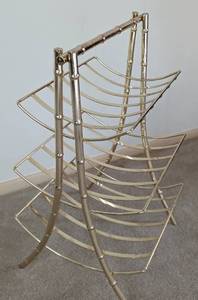 lot 24 image: Vintage Gold Tone Faux Bamboo Magazine Rack