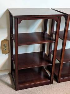 lot 15 image: Pair of Bombay Tiered Wood Shelves