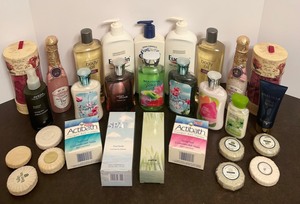 lot 200A image: Large Assortment of Soaps and Body Lotions