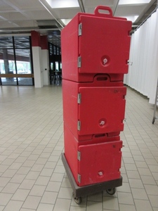 lot 607 image: CAMBRO PAN CARRIERS WITH TRANSPORT DOLLY