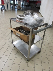 lot 610 image: VOLLRATH UTILITY CART WITH COOKING AND BAKING UTENSILS
