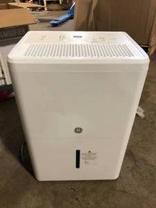 lot 21 image: GE 25-Pints for Damp Rooms Up to 1500 sq. ft. Residential Dehumidifier with Bucket in White Customer Returns See Pictures
