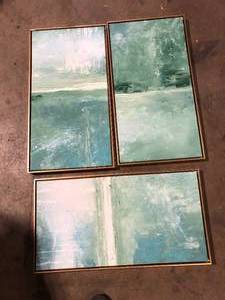 lot 31 image: The Pond by Gallery 57 3 Piece Floater Frame Giclee Abstract Art Print 30 in. x 48 in. Customer Returns See Pictures