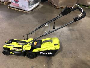 lot 34 image: RYOBI 13 in. 11 Amp Corded Electric Walk Behind Push Mower  Customer Returns See Pictures