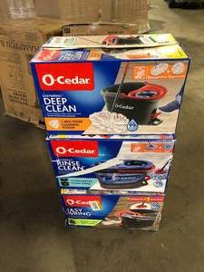 lot 38 image: Lot of Assorted Deep Clean Microfiber Spin Mop with Bucket System  Customer Returns See Pictures
