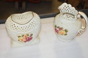 lot 15 image: Vintage Porcelain Vase and Pitcher