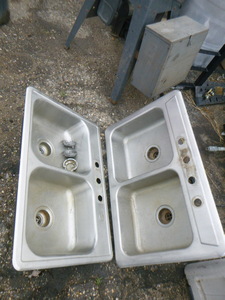lot 141 image: 2 Double Stainless Steel Sinks
