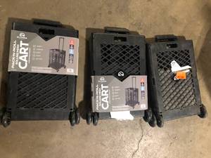 lot 22 image: Lot of PACK-N-ROLL 17 in. W Mesh Rolling Utility Cart   Customer Returns See Pictures