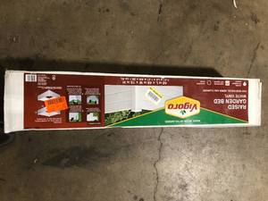 lot 27 image: Vigoro Raised Garden Bed White Vinyl 48 in. L X 48 in. W X15 in. H  Customer Returns See Pictures