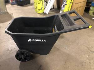 lot 29 image: GORILLA CARTS 4.5 cu. ft. Poly Garden Cart, 300 lbs. Capacity, 9 in. Maintenance-Free Solid Wheels, Impact Resistant, PushPull Design  Customer Returns See Pictures