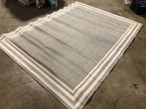 lot 37 image: Hampton Bay Gray 6 ft. x 9 ft. Border IndoorOutdoor Area Rug  Customer Returns See Pictures