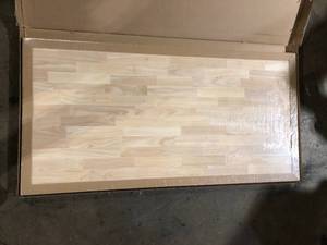 lot 44 image: Hampton Bay 4 ft. L x 25 in. D Unfinished Hevea Solid Wood Butcher Block Countertop With Square Edge Customer Returns See Pictures