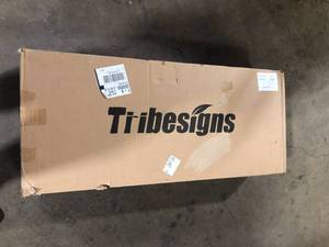 lot 10 image: TRIBESIGNS WAY TO ORIGIN Frailey 71 in. Gold White Tall 11-Tier Large Open Display Bookshelf Geometric Cubed Bookcase Modern Storage Home Office  Customer Returns See Pictures