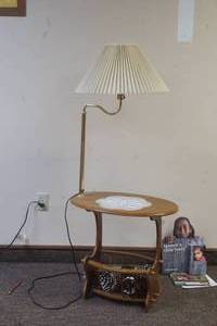 Side Lamp Table with Magazine Rack
