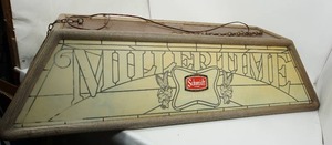 lot 4 image: Miller High-Life Beer Miller Time Billiards Pool Table Overhead Work Light wGirl n the Moon...