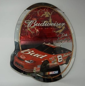 lot 8 image: Unique Oval Dale Earnhardt Jr Budweiser Official Beer Racing Collectible Mirror Sign