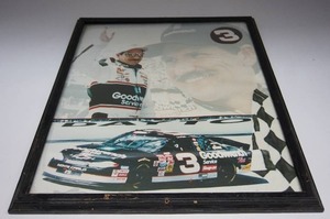 lot 20 image: NASCAR #3 Dale Earnhardt Sr. Sporting a Goodwrench Service Cap wSponsor Jacket Framed Collage Print...