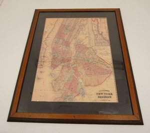 lot 44 image: Framed Map of Johnsons New York and Brooklyn