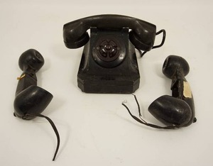 lot 48 image: Vintage Desk Phone...Stromberg-Carlson Model 1243W Desk Telephone 1940s, JVS Co. ZIMPOHONE 2 Phone Set