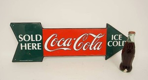 lot 52 image: Vintage Signage Tin Arrow Coca-Cola Sign...