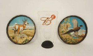 lot 53 image: Budweiser B2E Edge Beer Bar Sign Anheuser-Busch, Metal Tin PheasantPronghorn Serving Trays James L Artig Vintage 11 Made In U.S.A