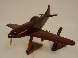 lot 61 image: P51 Mustang() Mahogany Wood Desktop Airplane Model...