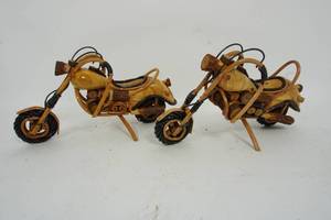 lot 76 image: NEW Collectible Art Sculpture Wood Motorcycle Bike Handmade Harley Davidson