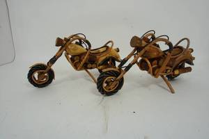 lot 81 image: NEW Collectible Art Sculpture Wood Motorcycle Bike Handmade Harley Davidson