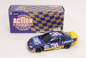 lot 287 image: Mike Skinner #31 Lowess 124 Action Racing Platinum Series NASCAR Die-Cast Car BANK...