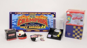 lot 311 image: JEFF GORDON #24 DuPont 2001 CHAMPION Plastic WinCraft License Plate Winston Cup NEW, Terry Labonte #5 Mini Helmet Kelloggs...