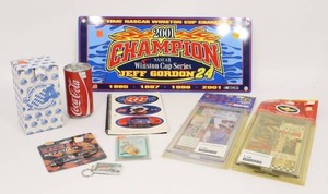 lot 314 image: Dale Earnhardt #2 1980 Pontiac Ventura Coca-Cola Collectors Tin Coke Can SEALED, Jeff Gordon #24 DuPont 2001 CHAMPION Plastic WinCraft License Plate Winston Cup NEW, Commemorative Tickets NIB...