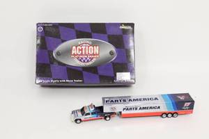 lot 494 image: Darrell Waltrip 1997 Parts America Chrome 164 Chevy Dually and Trailer