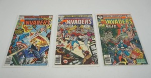 lot 44 image: (3) 1970s Marvel Comics The Invaders #13 #14 #30 Comic Books...