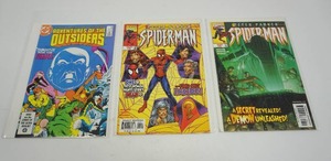 lot 86 image: (3) Marvel Comics Peter Parker Spider-Man #5 Inside #8 Secret Demon 1999, DC Comics Adventures of the Outsiders #35 Batman...