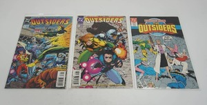 lot 87 image: (3) DC Comics The Outsiders #27 JAN 1988 Barr & Larsen First Printing, #1  Alpha NOV 1993, #27 JAN 1988