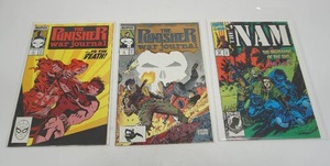 lot 95 image: (3) Marvel Comics The Punisher War Journal #4 #5 1988, NAM #79 Michael Golden Cover 1993 RARE LATER ISSUE...