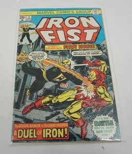 lot 125 image: Marvel Comics Group Iron Fist #1 Duel of Iron Golden Avenger Living Weapon First Issue 1975...