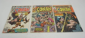 lot 198 image: (3)  Marvel Comics Conan The Barbarian #51 JUNE Unos #72 MAR Asgalun  #75 Hawk-Riders