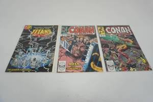 lot 214 image: (3) The New Teen Titans #2 OCT  Conan #222 SEPT   Conan #212 NOV  DC Comics