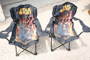 lot 2A image: Star Wars Childs Collapsible Lawn Stadium Chairs wDrink Holders...