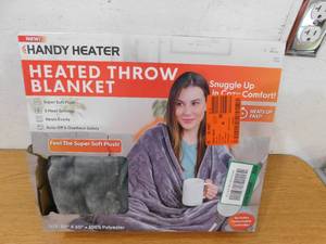 50 in. x 60 in. Grey Heated Throw Blanket