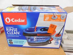 RinseClean Clean Water Spin Mop and Bucket System with 1 Extra Mop Head Replacement, Clean with Clean Water