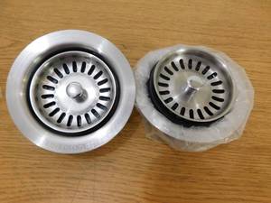 (2) SINKOLOGY SinkSense 3.5 in. Heavy Duty Disposal Flange Drain with Stopper in Stainless Steel